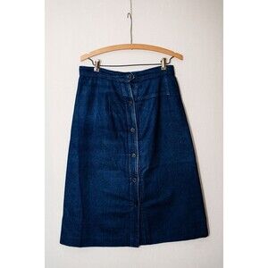 Vintage Cottage Tailor USA Union made jean denim skirt midi 10 womens lined